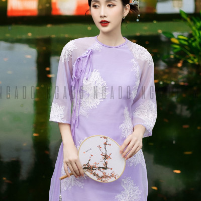 Áo dài Đinh Hương NGADO , áo dài Tết , áo dài cách tân , áo dài truyền thống