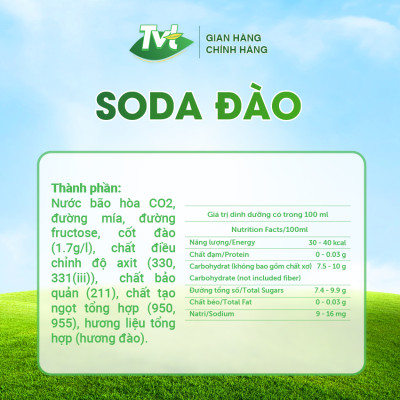 [Combo 12 lon 320ml] Soda Đào TVT - Nước cốt đào tự nhiên cùng soda nhẹ nhàng