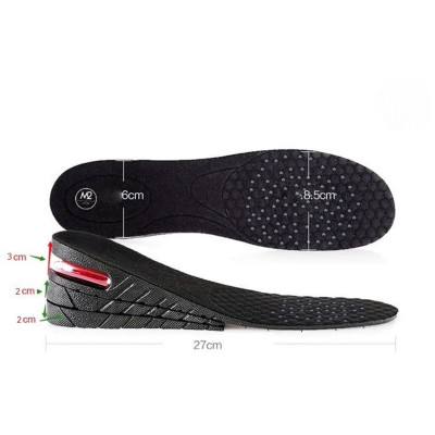Lót giày tăng chiều cao tăng 5cm chất liệu Đệm Khí êm chân, thoáng khí Nguyên Bàn - Đen