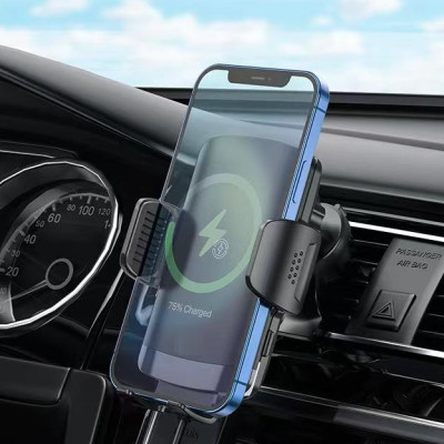 Giá đỡ điện thoại cao cấp kiêm sạc không dây thông minh 15w OLAPLE 2 trong 1 vừa kẹp vừa hút nam châm - Hàng nhập khẩu