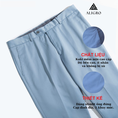 Quần kaki nam ALIGRO chất liệu kaki mềm mịn cao cấp dáng slimfit  xanh da trời ALGK033