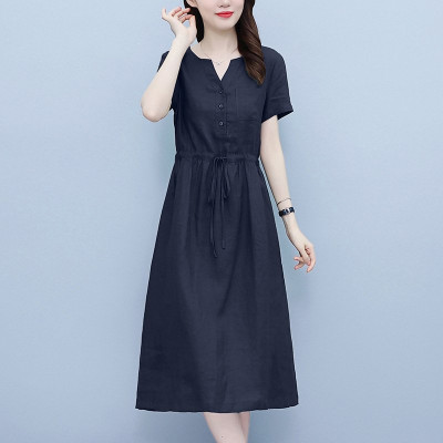 Đầm suông nữ- đầm suông cổ tàu tay ngắn, thiết kế bồng xòe chữ A vô cùng tiểu thư, sang chảnh