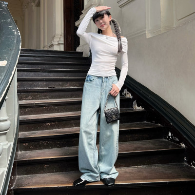 Quần jeans quần dài nữ dáng dài ống suông phong cách ullzang thanh lịch Lagan Miều Est.2013