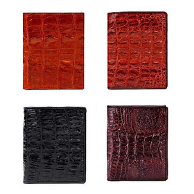 HC2257-2258-2259-2701 - Ví nam Huy Hoàng da cá sấu kiểu đứng gai đuôi màu vàng bò, đen, nâu đỏ, nâu đất