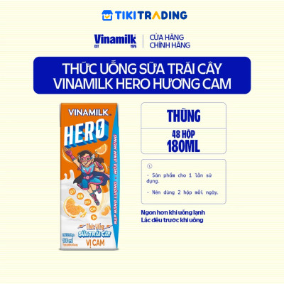 Thùng Thức uống sữa trái cây vị cam Vinamilk Hero 180ml - 48 hộp/Thùng