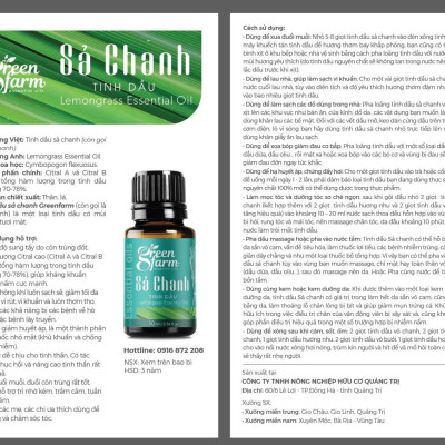 Tinh dầu sả chanh Greenfarm 50ml
