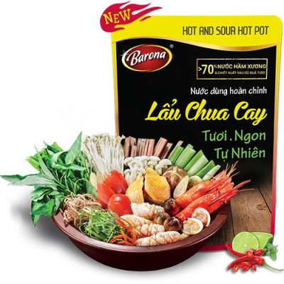 Nước Dùng Hoàn Chỉnh Barona - Lẩu Chua Cay 180g
