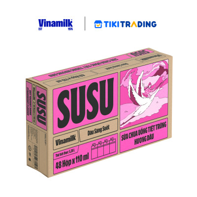 Sữa chua uống hương dâu Vinamilk Susu - Thùng 48 hộp 110ml.