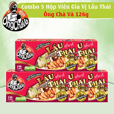 Combo 5 Hộp Viên Gia Vị Lẩu Thái Gold Ông Chà Và 126g (Thai Hot Pot Cubes)