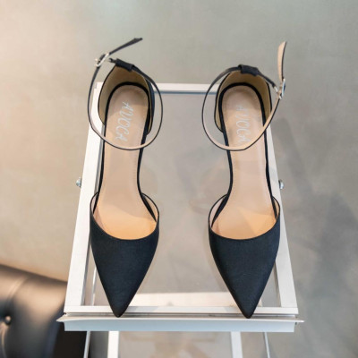 Giày mũi nhọn satin trơn đen sườn 4 lớp cao cấp hàng chuẩn (bảo hành 1 năm - ping - giao hỏa tốc)