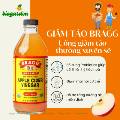 Combo 2 chai giấm táo BRAGG Hữu cơ Nhập khẩu USA chai 473ml siêu tiết kiệm