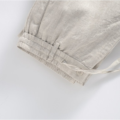 Quần dài ống rộng form suông unisex chất linen thiết kế đơn giản, basic, kèm dây rút và khuy khóa trước Qd11