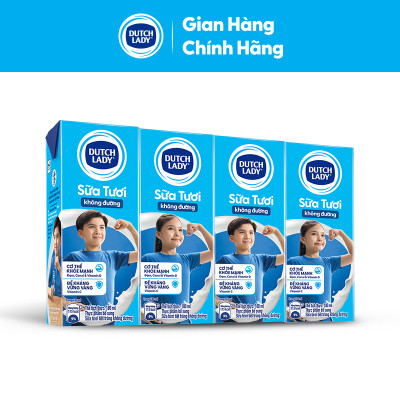 Thùng 48 Hộp Sữa Tươi Tiệt Trùng Dutch Lady Cô Gái Hà Lan Không Đường (48X180ml)