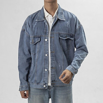 Áo jean nam thêu hình bông cúc, áo khoác thời trang năng động cá tính