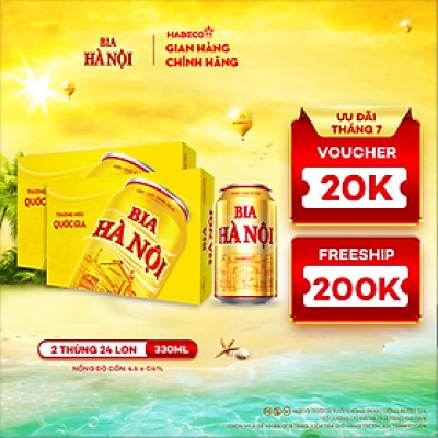 Combo 2 Thùng Bia Hà Nội - Thùng 24 lon 330ml