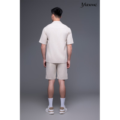 Quần nam linen be nhạt ngắn 