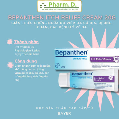 [CHÍNH HÃNG] Kem Dịu Da Do Ngứa, Viêm Da Cơ Địa, Dị Ứng Bepanthen Itch Relief Cream 20g Dùng Cho Người Lớn Và Trẻ Em