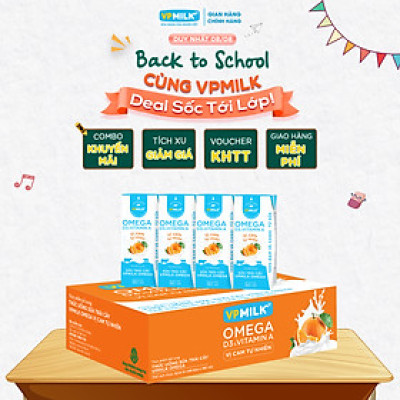 Sữa trái cây VPMILK Omega vị CAM tự nhiên cho bé trên 1 tuổi hộp 180ml (Thùng 48 hộp)