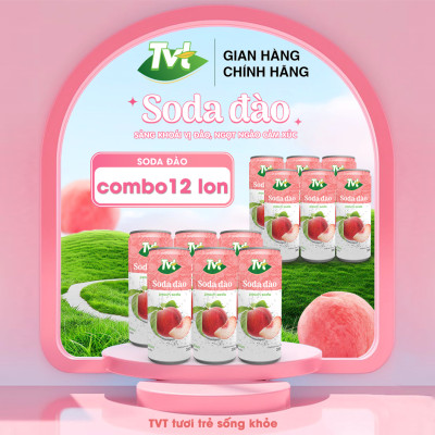 [Combo 12 lon 320ml] Soda Đào TVT - Nước cốt đào tự nhiên cùng soda nhẹ nhàng