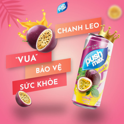Lốc 6 Lon Nước Trái Cây Chanh Leo Pushmax (320ml x 6 Lon)