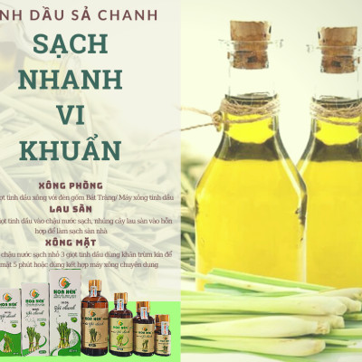 Tinh dầu Sả Chanh nguyên chất 100ml - Hoa Nén - Vegan - Đuổi muỗi, giải cảm, khử mùi