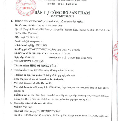 Siro ổi hồng Déli - 1 lít - đậm đặc, chuyên dùng pha chế trà trái cây, soda