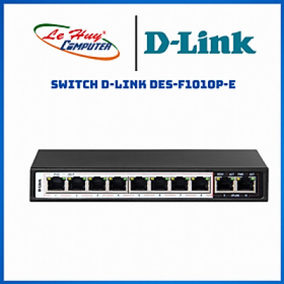 Bộ Chia Mạng Switch D-Link DES-F1010P-E 10 Cổng 10/100Mbps với 8 Cổng PoE và 2 Cổng Uplink -  Hàng Chính Hãng