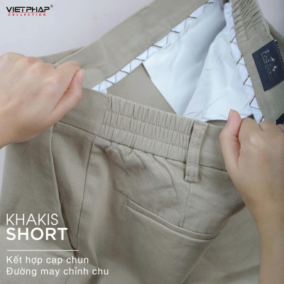 Quần Short Kaki Nam VIỆT PHÁP Form Basic Chất liệu Cotton mềm mịn hút mồ hôi tốt 1504