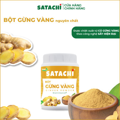 Bột Gừng Vàng SATACHI nguyên chất. Hỗ trợ điều trị khó tiêu mãn tính, giảm đau cơ bắp, giảm viêm, giảm cân. Hộp 98g và 318g