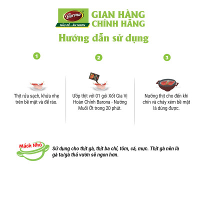 Gia Vị Nướng Muối Ớt Barona 80g ướp ngon chuẩn vị không cần nêm nếm