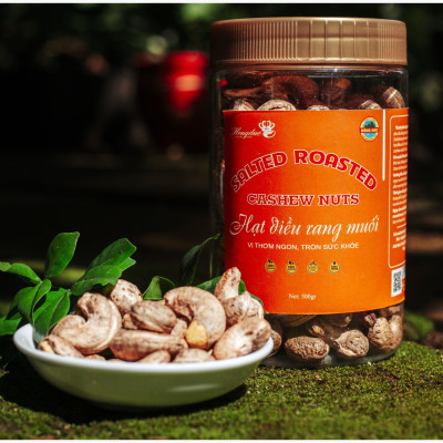 Hạt điều rang muối Hồng Đức - Đặc sản hạt Điều Bình Phước chứng nhận OCOP - Loại cao cấp có vỏ lụa - Quà tết ý nghĩa tặng người thân và đối tác