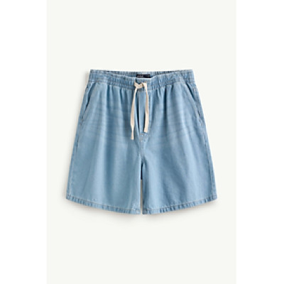 Quần Short Jean ROUTINE Nam Lưng Thun Trơn Ống Rộng Form Loose - 10S24DPS002 | LASTORE MENSWEAR