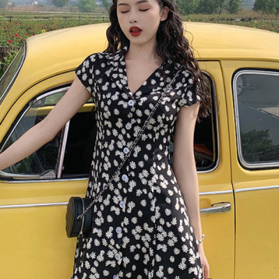 Đầm Sơ Mi Hoa Cúc Xuân Hè Kèm Thắt Lưng Xinh DN078 MayHomes, Thời Trang Nữ Mới, Đầm Ngắn Dễ Thương, Phong Cách Retro