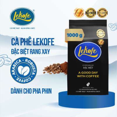 Cà phê rang xay Đặc Biệt Lekofe 80% Robusta 20% Arabica Đắng đậm chua nhẹ Túi 1000g