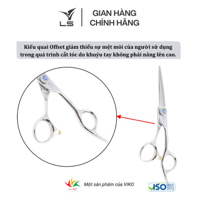 Kéo cắt tóc LS lưỡi thẳng quai offset vênh đỡ ngón cố định FA73/5.5