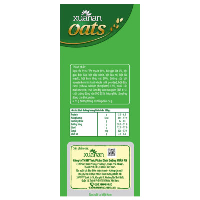 Combo 2 túi: Ngũ Cốc Dinh Dưỡng Canxi 400G + Ngũ Cốc Yến Mạch 400G [ít đường]