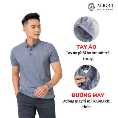Áo polo nam cộc tay trơn màu xám vừa aligro ALGPLO44