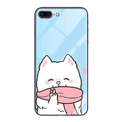 Ốp lưng kính cường lực cho iPhone 7 Plus /8 Plus Nền Cừu Say Hi - Hàng Chính Hãng