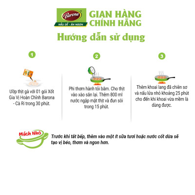 Combo 3 gói Xốt Gia vị hoàn chỉnh Barona - Cà Ri 80gr