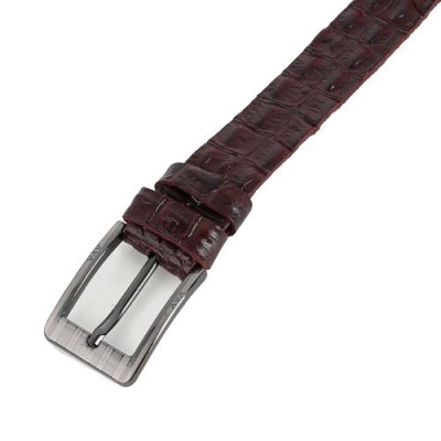 Dây nịt nam vân cá sấu Huy Hoàng 1 lớp màu nâu HC4151