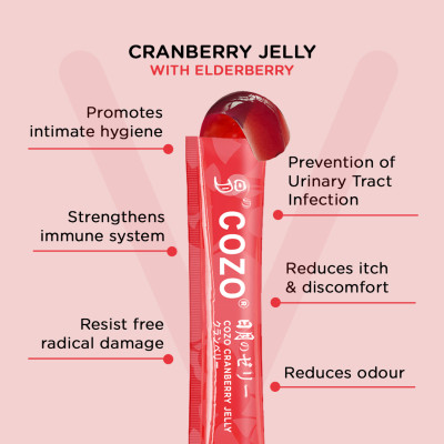 Thạch Giúp Cân Bằng Và Ngăn Nhiễm Trùng Đường Tiết Niệu COZO Cranberry Jelly Chiết Xuất Nam Việt Quất Và Elderberry, Tăng Khả Năng Miễn Dịch