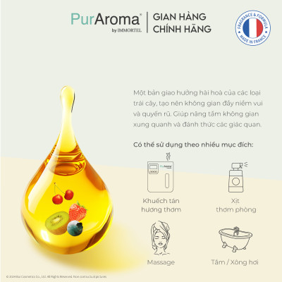 (Đậm Đặc | Chai Lớn) Tinh dầu TRÁI CÂY nguyên chất PurAroma by IMMORTEL - Chính hãng Pháp