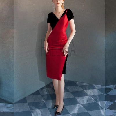 Đầm đỏ dự tiệc big size dáng ôm cho người mập 