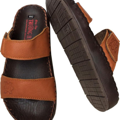 Dép quai ngang nam da bò cao cấp Trường Hải QN335