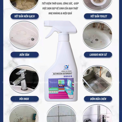 Chai Xịt Tẩy Cặn Canxi Inox Gương Kính Nhà Tắm LKB 350ml Tẩy Cặn Ố Mờ Vòi Sen Lavabo Hồ Cá Tường Gạch Đa Năng