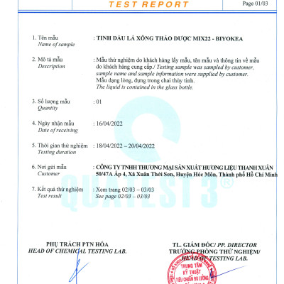 Tinh Dầu Lá Xông Mix22 Biyokea Thiên Nhiên Nguyên Chất 20ml