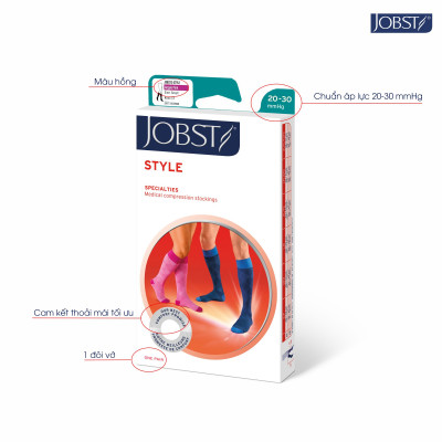 Vớ Y Khoa JOBST Style - Vớ gối, Màu Xanh Navy - Xám - Hồng, Kín Ngón, Áp Lực 20-30mmHg, 2 Chiếc (Tất Y Khoa)