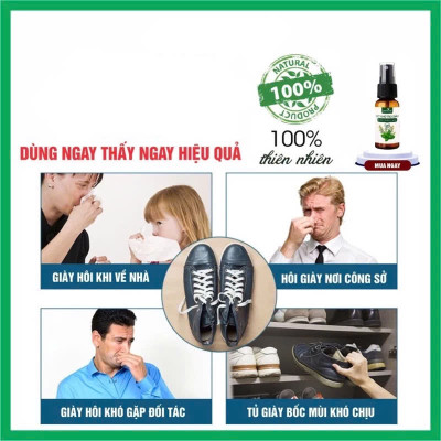 Xịt khử mùi giày Purevess tinh chất bạc hà the mát