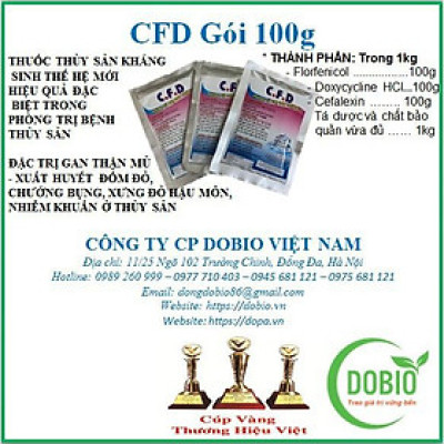 CFD Gói 100g THUỐC THỦY SẢN KHÁNG SINH THẾ HỆ MỚI HIỆU QUẢ ĐẶC BIỆT TRONG PHÒNG TRỊ BỆNH THỦY SẢN