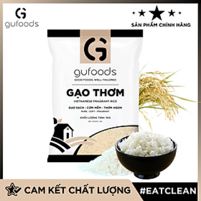 Gạo thơm GUfoods (1kg) - Cơm mềm dẻo, Thơm tự nhiên, Hạt dài, Nguyên liệu vựa lúa Đồng bằng Sông Cửu Long